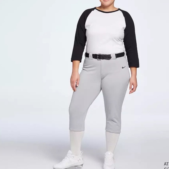 Nike Team Engineered Women’s (Size Large) Lightweight Knit Gray Softball Pants - Picture 2 of 7